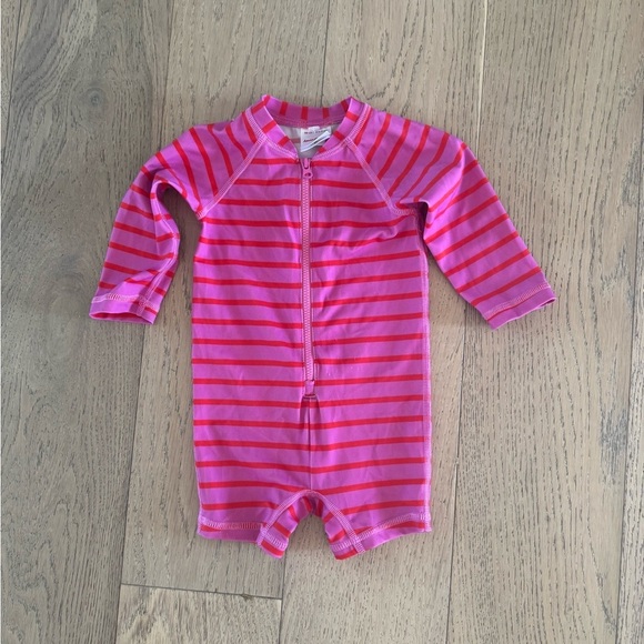 Hanna Andersson Other - Hanna Andersson Pink Striped Kids Swim Rashguard